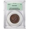 Image 1 : 1847 Coronet Head Large Cent Coin PCGS MS64BN Old Green Holder
