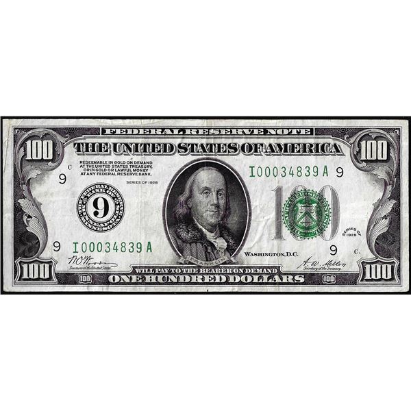 1928 $100 Federal Reserve Note Minneapolis Redeemable in Gold
