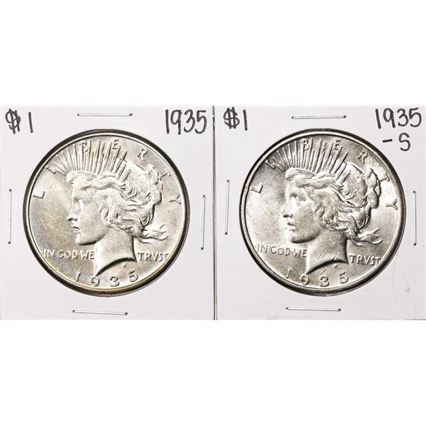 Lot of 1935 & 1935-S $1 Peace Silver Dollar Coin