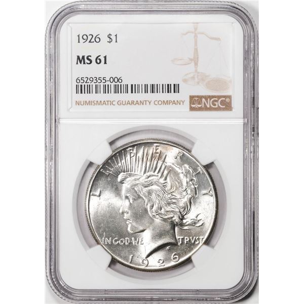 1926 $1 Peace Silver Dollar Coin NGC MS61