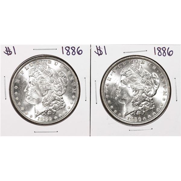 Lot of (2) 1886 $1 Morgan Silver Dollar Coins