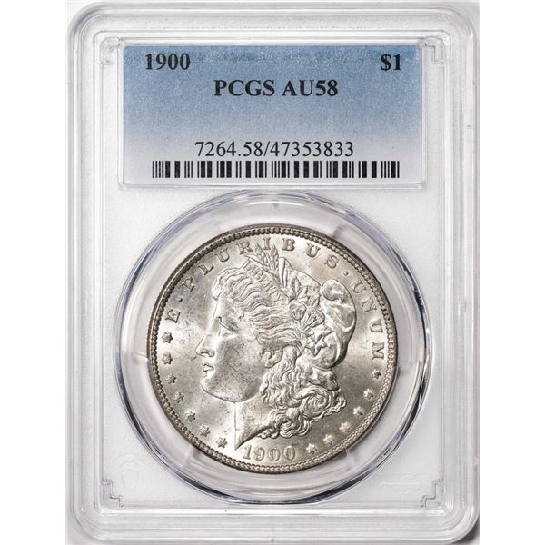 1900 $1 Morgan Silver Dollar Coin PCGS AU58