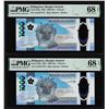 Image 1 : (2) Consecutive 2022 Philippines 1000 Piso Notes PMG Superb Gem Uncirculated 68EPQ