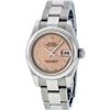 Image 2 : Rolex Ladies Stainless Steel Salmon Roman Datejust Wristwatch