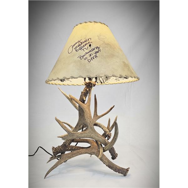 Autographed Mule Deer Antler lamp