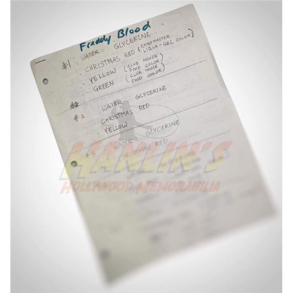 Freddy vs. Jason (2003) - Freddy Blood Formula (2 Sheets)