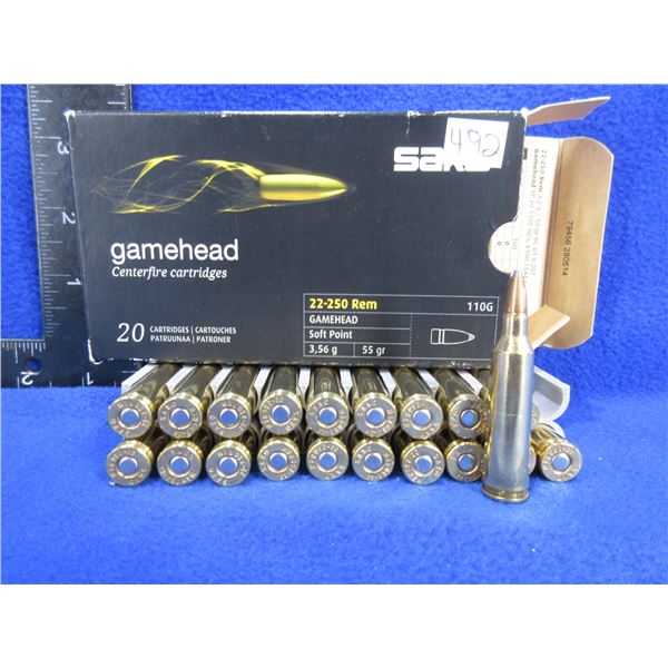 22-250 Rem. 55gr SP Gamehead Sako Cartridges