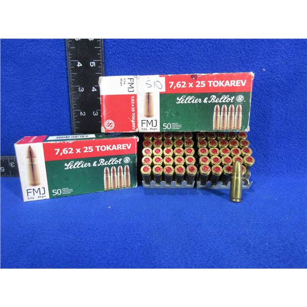 7.62X25 Tokarev 85gr FMJ Sellier & Bellot Cartridges