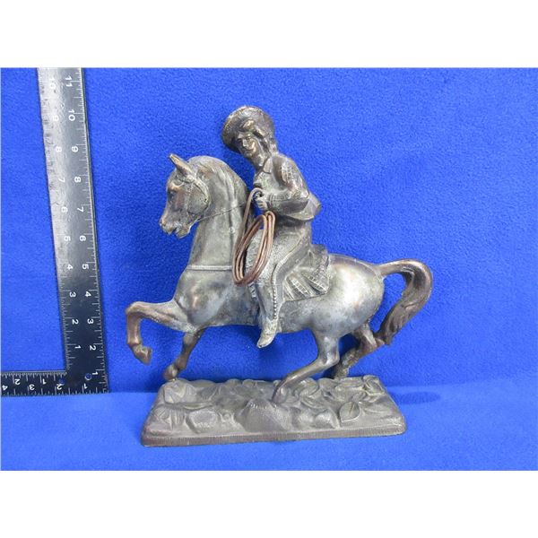 Metal Horse with Cowboy Statue