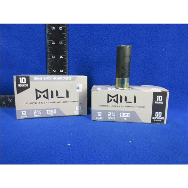12 Ga 2 3/4  00Buck Mili Shotshells - 2 Boxes of 10