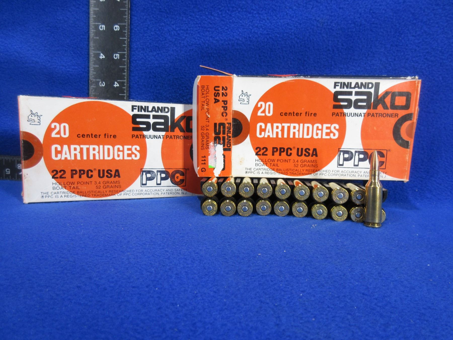 Collector Ammo - 22 PPC USA 52gr HPBT Sako Cartridges