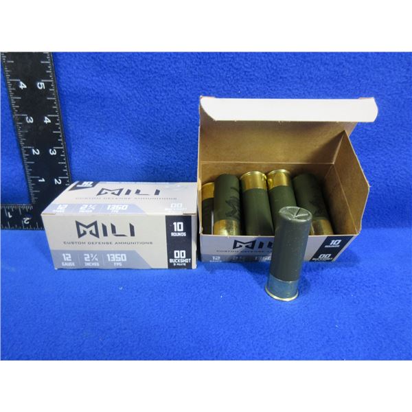 12 Ga 2 3/4" 00Buck Mili Shotshells - 2 Boxes of 10