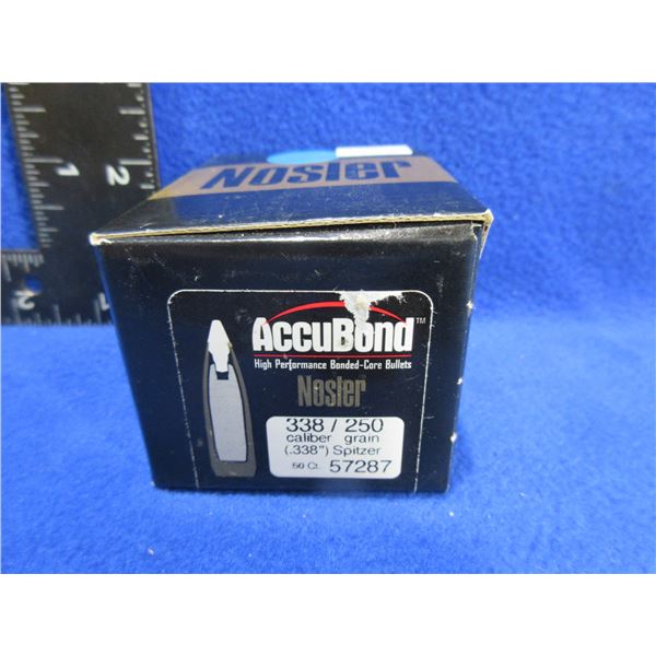 338 Cal. .338" 250gr Spitzer Accubond Nosler Bullets