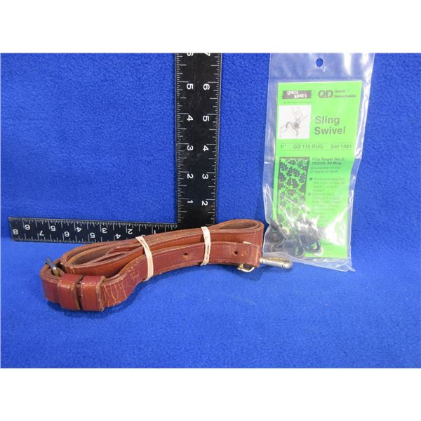 Leather Sling & QD Swivels for Ruger No. 3 - 44 Mag/10-22