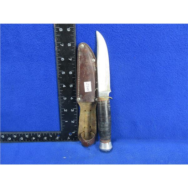 Vintage Blue Steel Knife #974-13-L with Scabbard