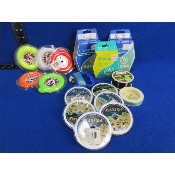 Lot of Assorted Fishing Line - 12 Rolls and 5 Glo-Yarn