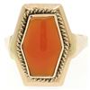 Image 4 : Vintage Russian 14k Rose Gold Bezel Set Carnelian Hexagon Ring