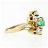 Image 7 : Vintage 18k Yellow Gold Round GIA RARE UNTREATED Emerald Solitaire Diamond Ring