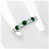 Image 3 : New 14K White Gold 1.33 ctw Shared Prong Big Round Diamond & Emerald Band Ring