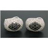 Image 1 : 18k Solid White Gold 3.60 ctw White & Black Diamond Drenched Dome Button Earring