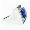Image 4 : Estate Platinum 12.53 ctw GIA Tanzanite Emerald & Diamond Cocktail Statement Rin