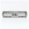 Image 2 : Antique Art Deco Platinum 7.24 ctw Diamond Large Sapphire Filigree Brooch Pin