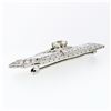 Image 4 : Antique Art Deco Platinum 7.24 ctw Diamond Large Sapphire Filigree Brooch Pin