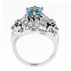 Image 9 : Fancy Vintage 14K White Gold 2.85 ctw Round Aquamarine Diamond Dome Cocktail Rin