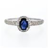 Image 4 : Petite 14K White Gold 1.05 ctw Oval Sapphire Solitaire & Diamond Halo Promise Ri