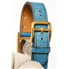 Image 6 : Hermes Blue Metal and Leather Medor Plated 23 Quartz Watch