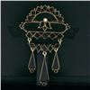 Image 2 : Antique Victorian 14K Rose Gold Black Onyx Mourning Dangle Chandelier Brooch Pin