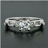 Image 2 : Vintage 18k White Gold 1.27 ctw Round & Baguette Diamond Solitaire Engagement Ri