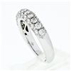 Image 7 : Fancy 18K White Gold 1.15 ctw Round Pave Diamond 4.75mm Domed Wedding Band Ring