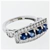 Image 7 : NEW 14K White Gold 2.07 ctw Round Sapphire & Diamond Milgrain Etched Band Ring