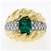 Image 6 : Vintage 18k Gold 2.29 ctw GIA Certified Colombian Emerald and Diamond Cocktail R