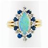 Image 1 : Vintage 14k Gold Marquise Opal Round Sapphire Diamond Halo Cocktail Ring