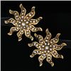 Image 2 : Antique Victorian 14K Yellow Gold Seed Pearl Large Domed Starburst Stud Earrings