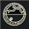 Image 2 : Antique Art Deco 14k White Gold Diamond Filigree Circle Wreath & Bow Brooch Pin