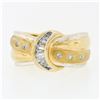 Image 4 : High Quality 18k TT Gold 0.48 ctw Round & Baguette Diamond Wide Buckle Band Ring