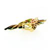 Image 7 : Vintage 18k Yellow Gold Multi Color Enamel Flying Ruby Eye Peacock Pin Brooch
