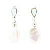 Image 1 : 0.60 ctw Opal and Baroque Pearl Earrings - 18KT White Gold