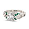 Image 2 : 1.14 ctw Diamond and 0.46 ctw Emerald Platinum Ring (1.77 ctw Diamonds)