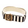 Image 5 : Gucci Mens Navy / White Fabric Brass Anchor Buckle Striped Belt