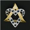 Image 3 : 14k TT Gold 0.45 ctw Pave Sapphire Interlocked Heart Star of David Slide Pendant