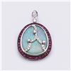 Image 2 : 18K White Gold Ruby, Diamond and Black Opal Pendant by Carlo Rici