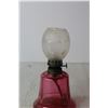 Image 3 : Miniature Cranberry Glass Kerosene Lamp