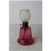 Image 4 : Miniature Cranberry Glass Kerosene Lamp