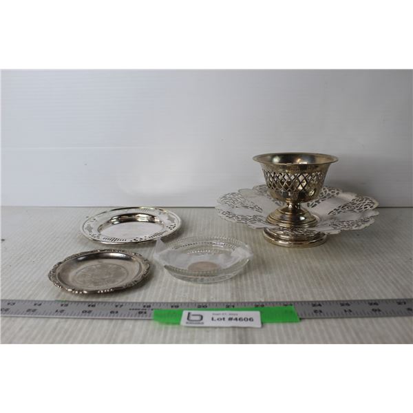 Silver Plated Bowl Holder, Trays, Misc.