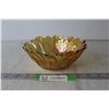 Image 1 : Amber Carnival Glass Iridescent Daisy Sunflower Bowl