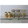 Image 1 : (3) Miniature Glass Vases, Salt and Pepper Shaker